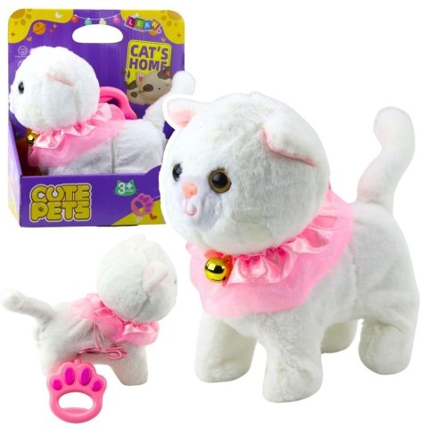 Interaktywny kotek na smyczy chodzi, miauczy