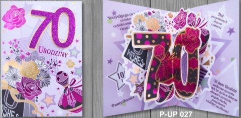 Karnet Przestrzenny B6 Urodziny 70 kobieta