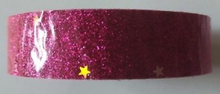 Taśma brokatowa z gwiazdkami różowa 18mmx2m