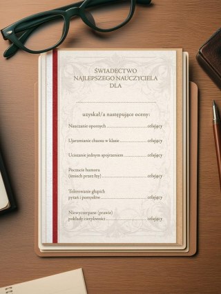 Karnet Świadectwo najlepszego nauczyciela