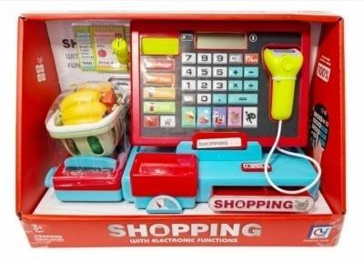 Kasa sklepowa z koszykiem i akcesoriami