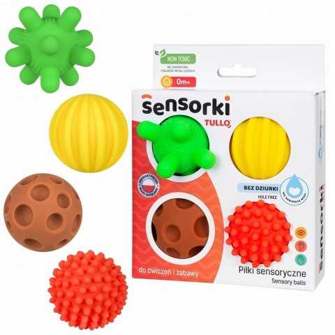 Sensorki Tullo. Piłki sensoryczne 4szt bez dziur