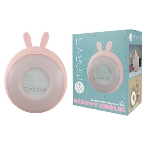 Budzik lampka nocna LED RGB różowy królik