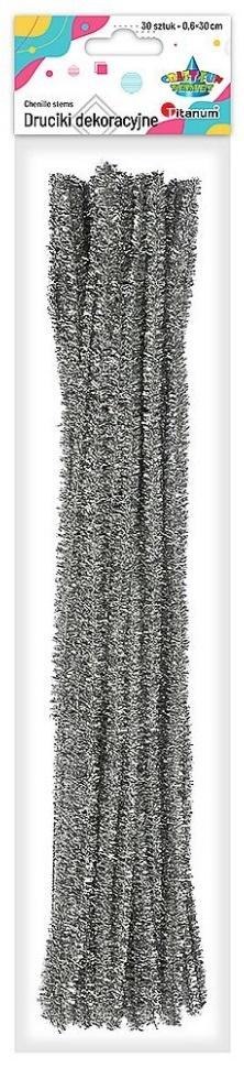 Druciki metalizowane 0,6x30cm 30szt srebrne