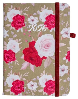 Kalendarz 2026 A6 tyg. Flamenco biało-czer kwiaty