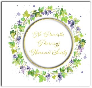 Karnet KW Komunia. Wianek z winogronem