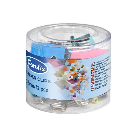 Klipy biurowe 32mm kolorowe pastel 12szt