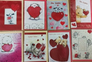 Karnet Walentynki B6 brokat + koperta