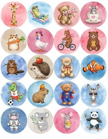 Naklejki motywacyjne urocze zwierzęta 25mm