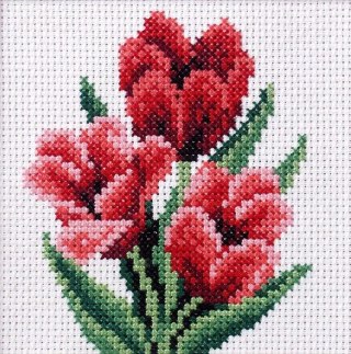 Haft krzyżykowy - Tulipany