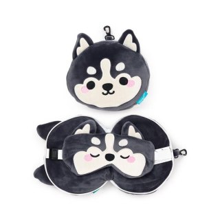 Poduszka podróżna i maska na oczy Pies Husky