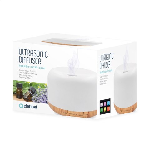 PLATINET AROMA DIFFUSER HUMIDIFIER NAWILŻACZ POWIETRZA RGBW MILKY WOOD + 10 ML LAVENDER ESSENTIAL OIL [45518]
