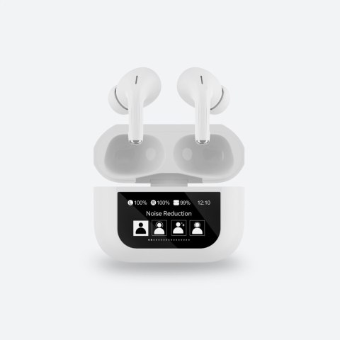 PLATINET TWS EARPHONES TOUCH DISPLAY SŁUCHAWKI BEZPRZEWODOWE DOUSZNE BLUETOOTH 5.4 300MAH ANC WHITE [46177]