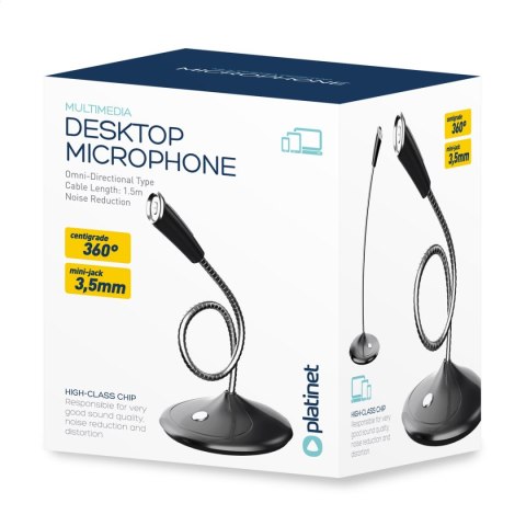 PLATINET MICROPHONE MIKROFON BIURKOWY DESKTOP JACK 3.5 BLACK [45576]