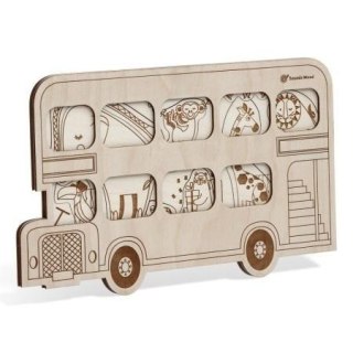 Puzzle drewniane - Czerwony autobus