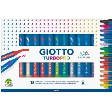 Markery dwustronne Turbo Pro 15 kolorów GIOTTO