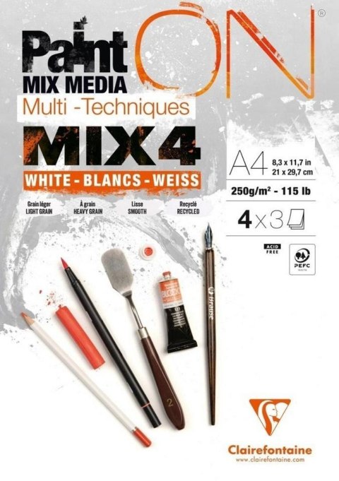 Blok A4 białych papierów mix4 250g 12ark