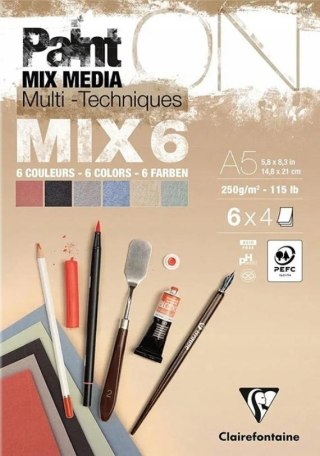 Blok A5 papierów mix6 250g 24ark