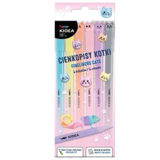 Cienkopisy Kotki 6 kolorów KIDEA