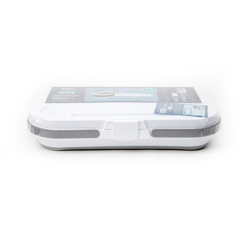 PLATINET CAMPING PICNIC BASKET 47X29X23,5 CM, 16L, FOLDING, WITH 2 IN 1 LID / TABLE WHITE-GREY [45904]