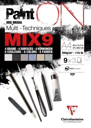 Blok A4 papierów mix9 250g 27ark