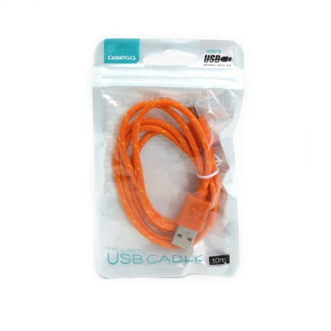 OMEGA FABRIC BRAIDED MICRO USB TO USB CABLE KABEL 1M ORANGE [42318]