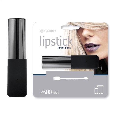 PLATINET POWER BANK 2600 mAh LIPSTICK DARK GREY [43640] TE