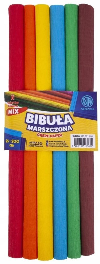 Bibuła marszczona 25x200cm, MIX (6szt) ASTRA