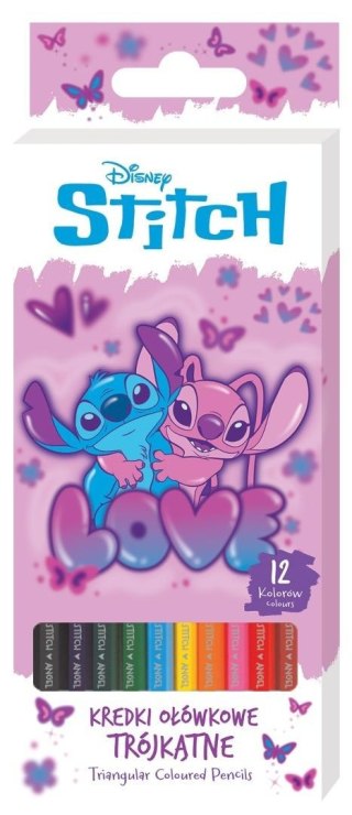 Kredki ołówkowe trójkątne Stitch Pink 12 kolorów