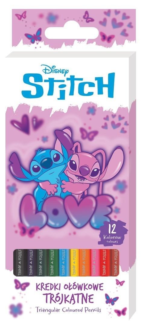 Kredki ołówkowe trójkątne Stitch Pink 12 kolorów