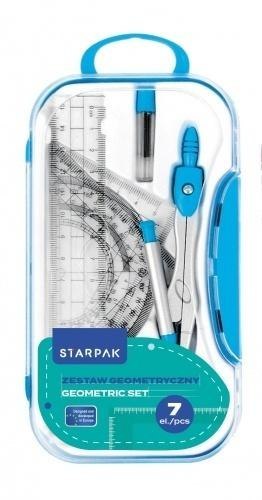 Zestaw szkolny geometryczny 7el niebieski