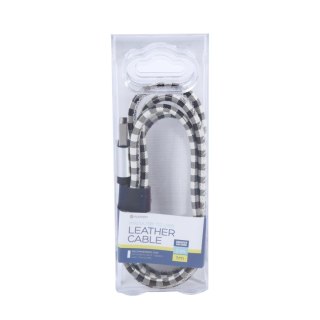 PLATINET MAMBA MICRO USB TO USB LEATHER CHECKED CABLE KABEL 2,4A 1M WHITE [43324]