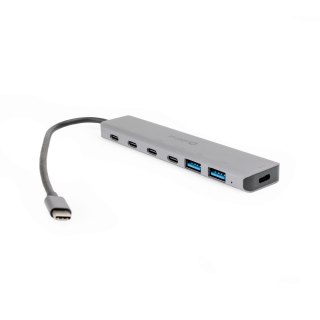 PLATINET MEDIA HUB 7IN1 10GBS USB-C TO 4X USB-C 3.2 GEN2 + 2X USB-A 3.2 GEN1 + 1X USB-C PD 100W ALU [46236]