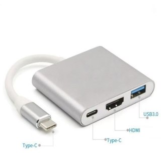 PLATINET MEDIA HUB USB-C 3.2 GEN1 5GB/S 3IN1 HDMI 4K USB-A 3.2 USB-C PD 100W ALUMINUM [46241]