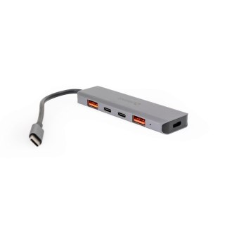 PLATINET MEDIA HUB USB-C TO 2X USB-A 3.2 GEN2 + 2X USB-C 3.2 GEN2 + USB-C PD 100W 5IN1 ALUMINIUM [46237]