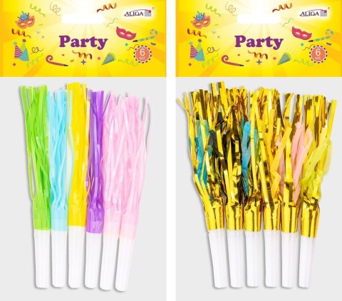 Gwizdek pastelowy lub metalizowany 6szt MIX