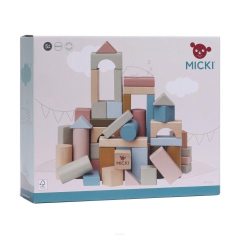 Klocki pastelowe drewniane 60szt