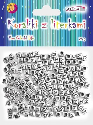 Koraliki plastikowe z literkami 6x6mm 25g