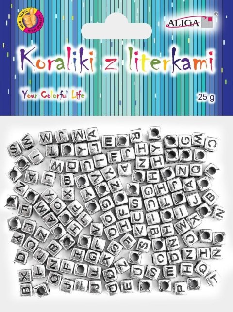 Koraliki plastikowe z literkami 6x6mm 25g