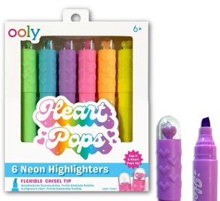 Neonowe Zakreślacze Heart Pops 6 kolorów