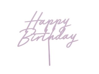 Topper na tort Happy Birthday fioletowy 16,5cm