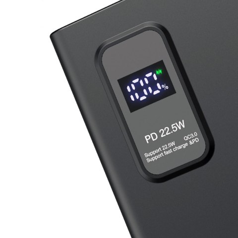 PLATINET POWER BANK 10000 mAh Polymer PD 20W QC 3.0 LED Screen Black [45726]