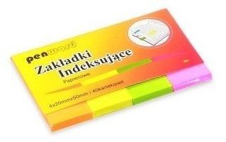 Zakładki indeksujące 20x50mm 4x40szt papierowe
