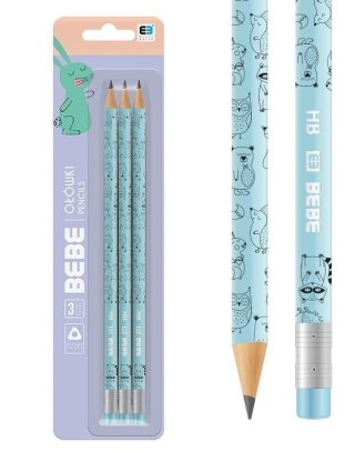 Ołówek 3szt Bebe Kids Pastel