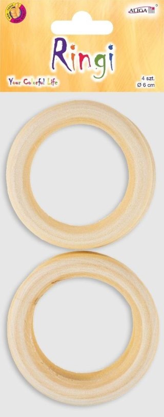 Ringi drewniane 6cm 4szt