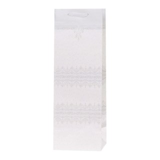 Torebka Lux 12x36x10cm brokat biała ROZETTE