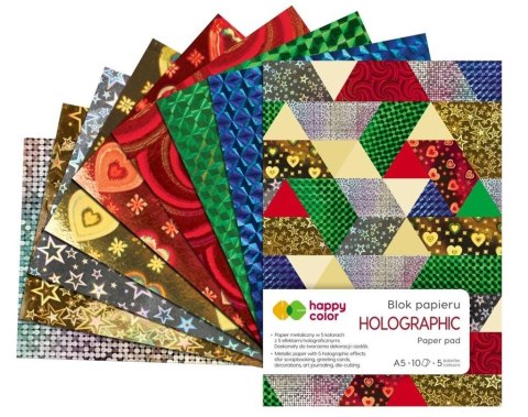 Blok holographic A5/10K 70g 5 kolorów HAPPY COLOR