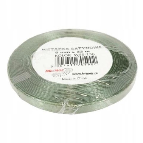 Wstążka satynowa khaki 6mm x 32m