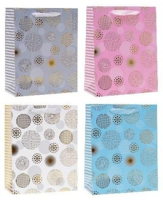 Torebka ozdobna 18x23x8cm hot-stamp mix ROZETTE