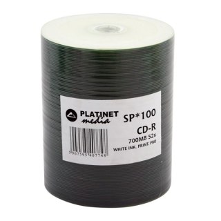 PLATINET CD-R 700MB 52X FF WHITE INKJET PRINTABLE PRO SP*100 [41011]